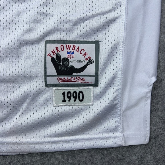 VTG Buffalo Bills Jersey Men 54 White Jim Kelly Mitchell Ness Super Bowl NFL NEW - Picture 9 of 16